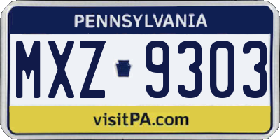 PA license plate MXZ9303