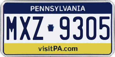 PA license plate MXZ9305