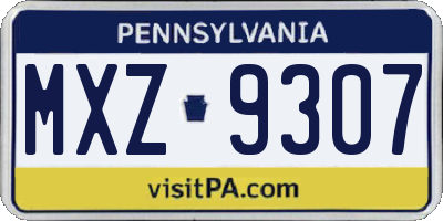 PA license plate MXZ9307