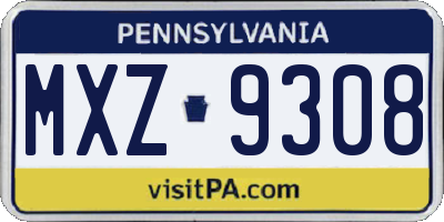 PA license plate MXZ9308