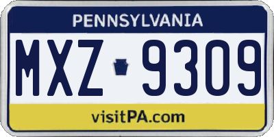 PA license plate MXZ9309
