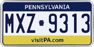PA license plate MXZ9313