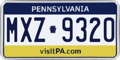 PA license plate MXZ9320