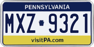 PA license plate MXZ9321