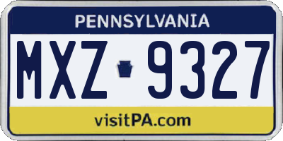 PA license plate MXZ9327