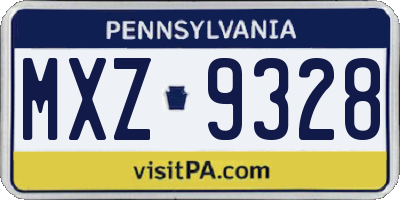 PA license plate MXZ9328
