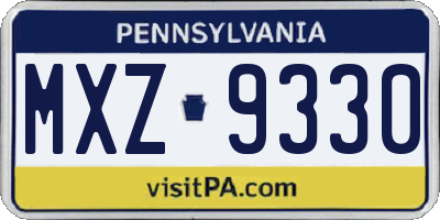 PA license plate MXZ9330