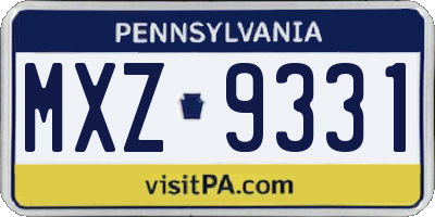 PA license plate MXZ9331