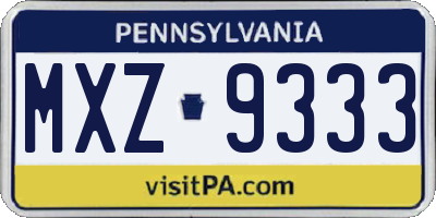 PA license plate MXZ9333