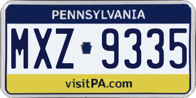 PA license plate MXZ9335