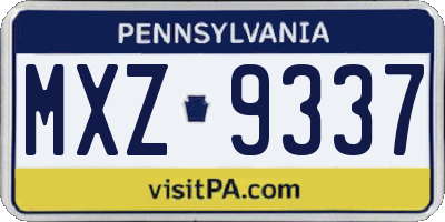 PA license plate MXZ9337