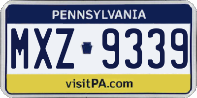 PA license plate MXZ9339
