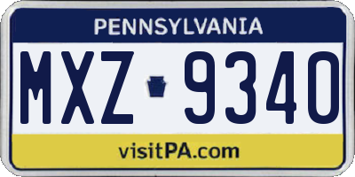 PA license plate MXZ9340