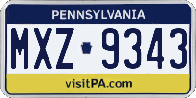 PA license plate MXZ9343