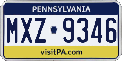 PA license plate MXZ9346