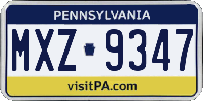 PA license plate MXZ9347