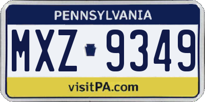 PA license plate MXZ9349