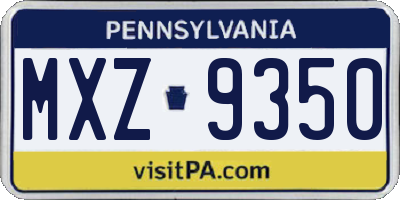 PA license plate MXZ9350