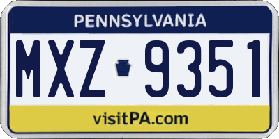 PA license plate MXZ9351