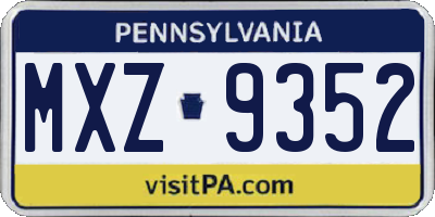 PA license plate MXZ9352