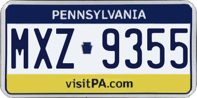 PA license plate MXZ9355