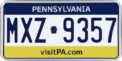 PA license plate MXZ9357