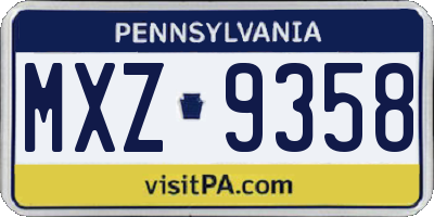 PA license plate MXZ9358