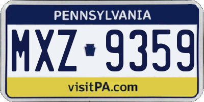 PA license plate MXZ9359