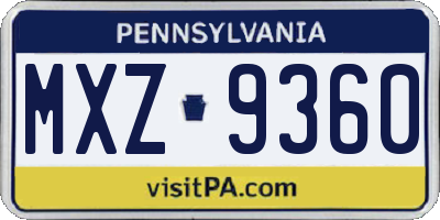 PA license plate MXZ9360