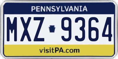 PA license plate MXZ9364