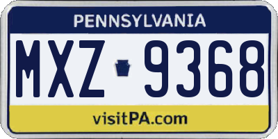 PA license plate MXZ9368