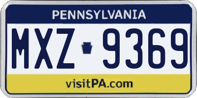 PA license plate MXZ9369