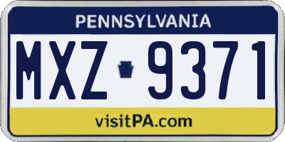 PA license plate MXZ9371