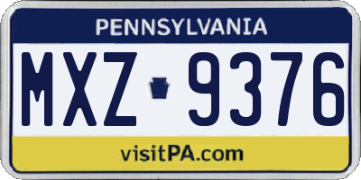 PA license plate MXZ9376