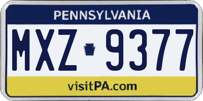 PA license plate MXZ9377