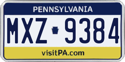 PA license plate MXZ9384