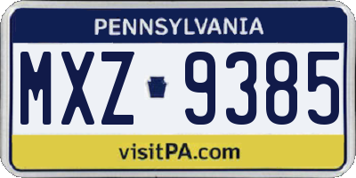 PA license plate MXZ9385