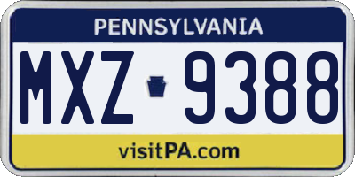 PA license plate MXZ9388
