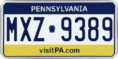 PA license plate MXZ9389
