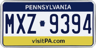 PA license plate MXZ9394