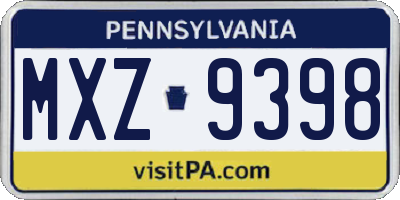 PA license plate MXZ9398
