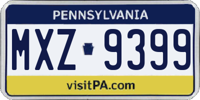 PA license plate MXZ9399