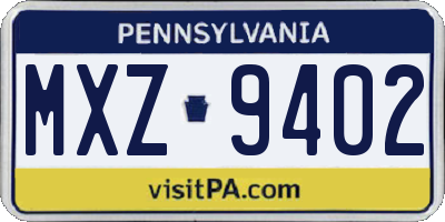 PA license plate MXZ9402