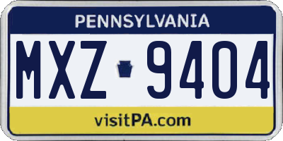 PA license plate MXZ9404