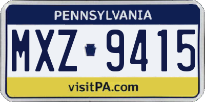 PA license plate MXZ9415