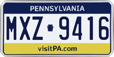 PA license plate MXZ9416