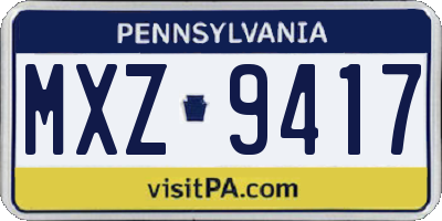 PA license plate MXZ9417