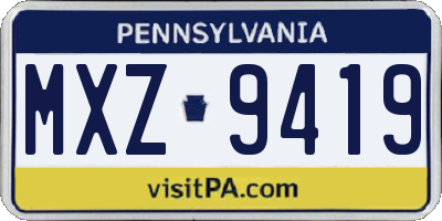 PA license plate MXZ9419