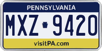 PA license plate MXZ9420