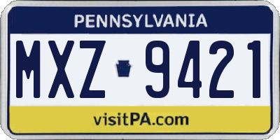 PA license plate MXZ9421